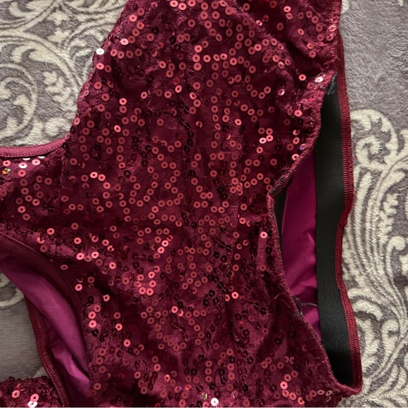 Elegant Burgundy and Pink Lace Dress - Picture 7 of 9